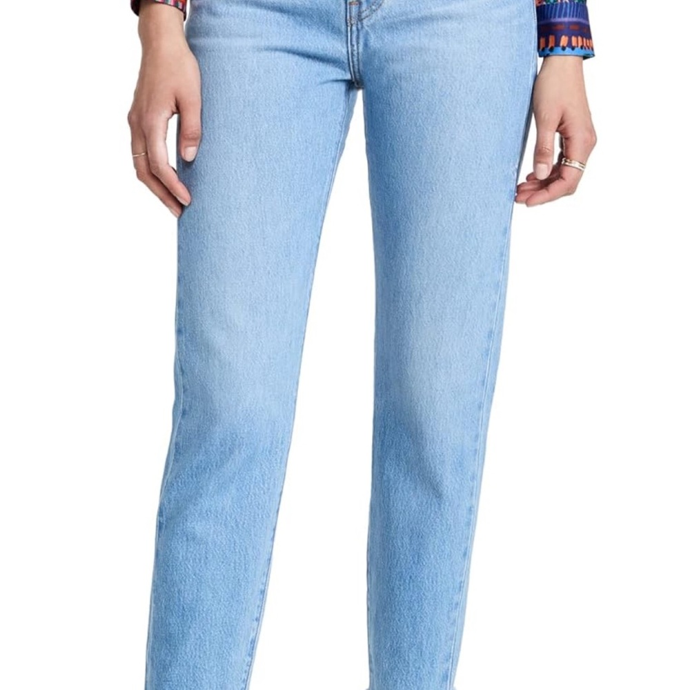 Levi's medium indigo Straight Leg raw hem Jeans